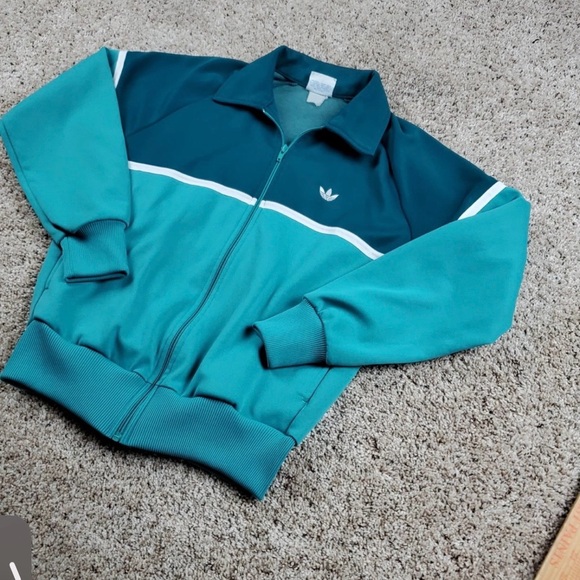 Vintage Adidas Teal & Dark Teal Zip Track Jacket - Picture 2 of 5